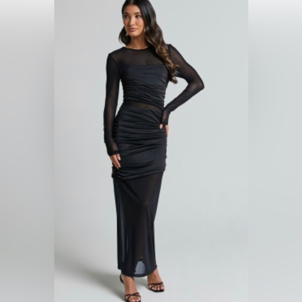 Never work black sheer maxi dress. Size 6 ( M )